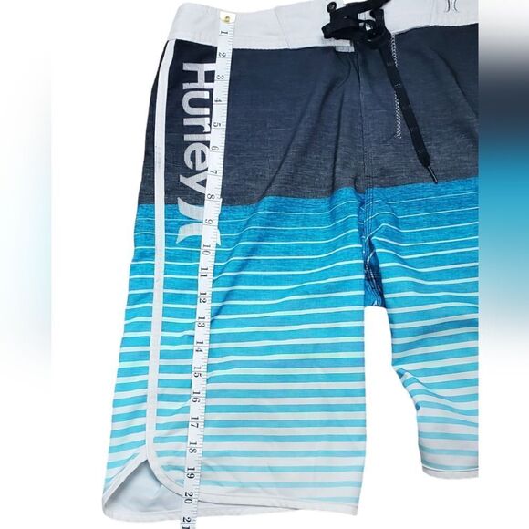 Hurley Phantom Gray & Blue Striped Swim Trunks - Picture 3 of 5